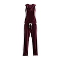 thumbnail image 5 of MLCDZ Women's Velvet 2 Piece Set Elegant V Neck Hooded Sleeveless Top and Elastic Waist Loose Fit Pants with Pockets Jogging Sets Velour Tracksuit 2000s, 5 of 7