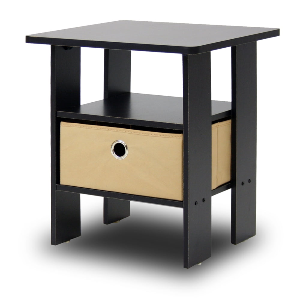 Furinno Bedside End Table with Drawer French Oak Finish 