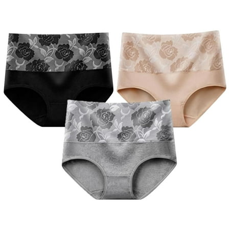 DQRPSEETB 3 Pcs Mixed Color Women s Elastic Cotton High Waisted Underwear Soft Breathable and Comfortable Underwear High Waist Panties