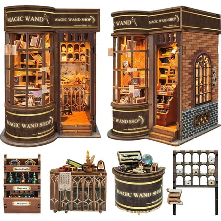 Book Nook Kit, DIY Miniature Magic Series 3D Wooden Puzzles with LED Lights for Adults and Teens, Gifts for Family, Friends(Magic Wand Shop)