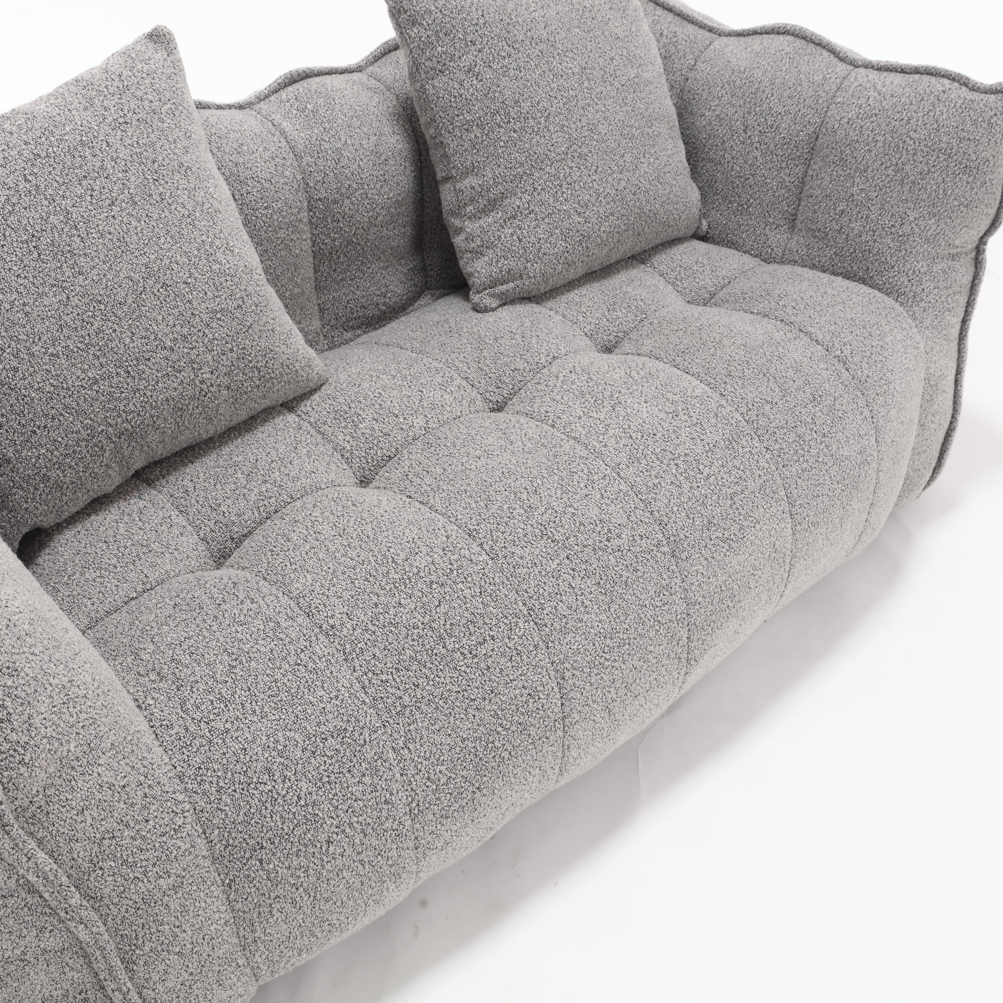Aukfa 65" Compressed Loveseat Sofa for Living Room,No Assembly Required, 2 Pillow, Chenille, Gray