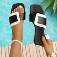 thumbnail image 2 of Agkizg Womens Indoor Outdoor Slides, Beach Walking Sandals, Colorblock Squares Open Toe Flat Slide Sandals Casual Indoor Outdoor Daily Slippers, 2 of 7