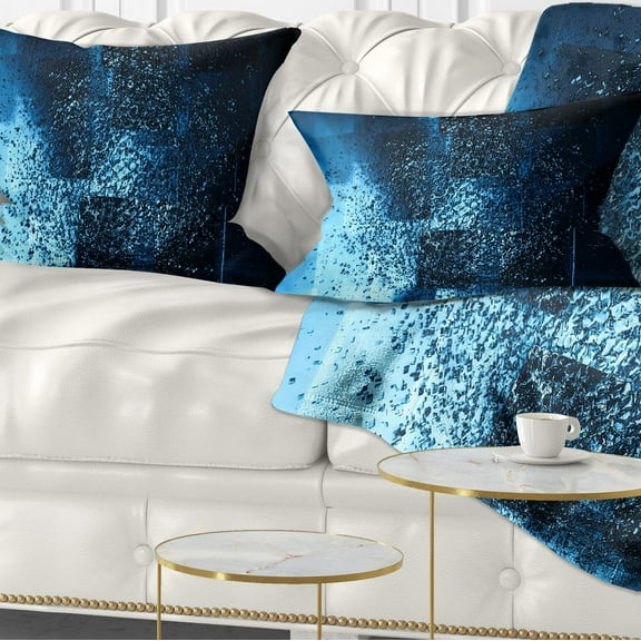 Designart Fractal 3D Blue Paint Splash - Contemporary Throw Pillow - 12x20