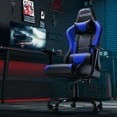 thumbnail image 3 of Homall Gaming Chair Office Chair High Back Racing Computer Chair PU Leather Adjustable Seat Height Swivel Chair Ergonomic Executive Chair with Headrest, Blue, 3 of 8