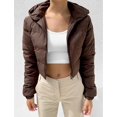 thumbnail image 4 of Chaqueta de invierno nueva de algodón acolchado con capucha de color sólido y estilo europeo y americano para mujer, 4 of 6