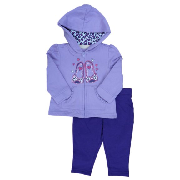 Kids Headquarters Infant Girl Purple Hoodie Jacket Sweatshirt Leggings Set 24m