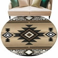 thumbnail image 6 of Brown Southwest Round Rug 5ft Washable Circle Kitchen Rugs Non Slip Farmhouse Boho Aztec Geometric Neutral Large Area Rug Indoor Floor Carpet for Bedroom Living Room Home Office Dining Room Nursery, 6 of 8