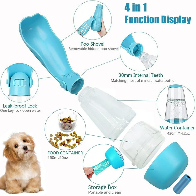 Dog Water Bottle, 4 in 1 Portable Foldable Dog Water Dispenser
