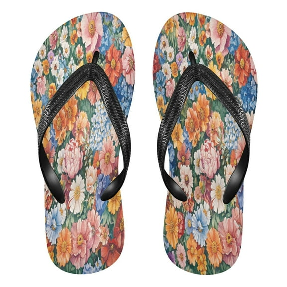 YAZAOOSummer Flip Flops Creatively Colorful Floral Fiesta Simple Beach Sandals