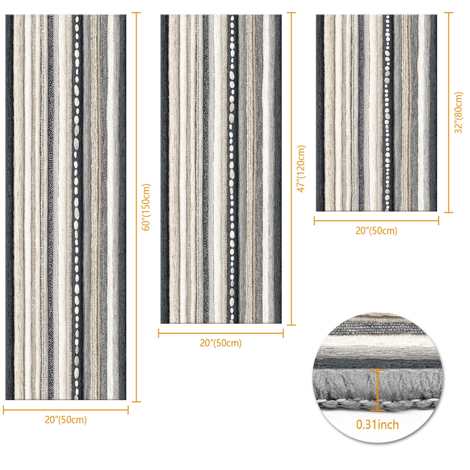3 Piece Kitchen Rug Set, Non-Slip And Washable, Abstract Pattern Kitchen Hallway Rug, Soft And Comfortable, Suitable For Sinks, Floors, Entrances, Hallways and Bathrooms