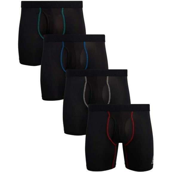 Reebok Men's Boxer Briefs - 4 Pack Soft Performance Boxers for Men w Fly Pouch