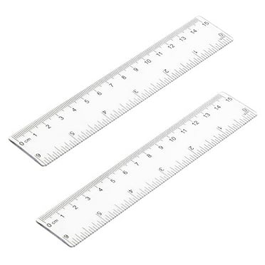 2 Pack 6 inch Clear Plastic Ruler Straight Shatterproof Transparent Rulers for Office Supply (Clear)