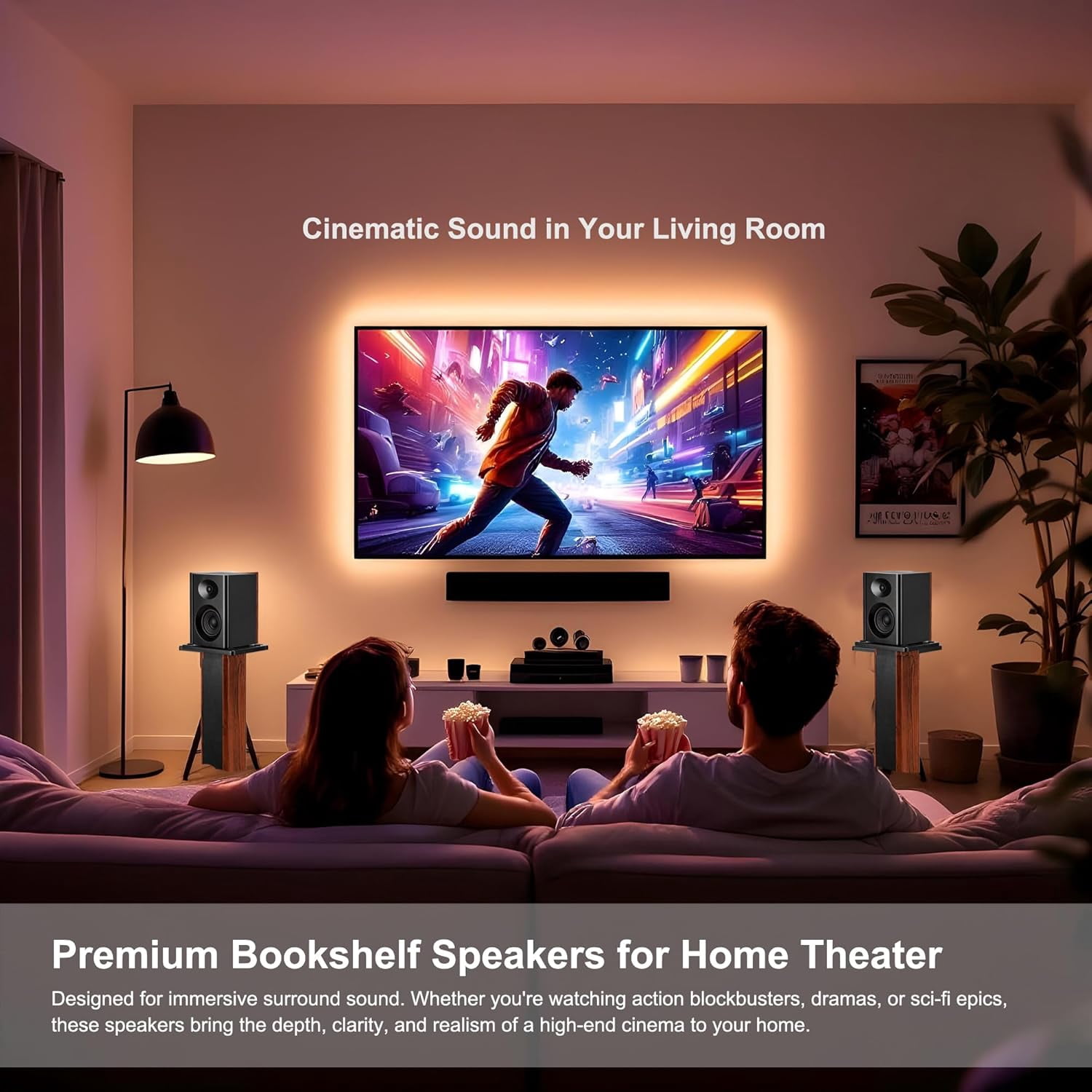 Computer Speakers for Desktop PC,  Bluetooth Surround Sound Speakers with Bass, Compact Powered Bookshelf Speakers for Office, Monitors, Laptop, Gaming, TV,