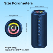 Portable Bluetooth Speaker, Bluetooth 5.4 Wireless Speaker with 20W HD Loud Stereo Sound, 20H Playtime, IP7 Waterproof, LED Lights, TWS Pairing, Built-in Mic, for Outdoor, Party, Home, Gift