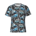 thumbnail image 4 of Vsdgher Blue Excavator Print Men's Dry Fit Mesh Athletic Shirts Moisture Wicking Tennis T-Shirt Tops, 4 of 9