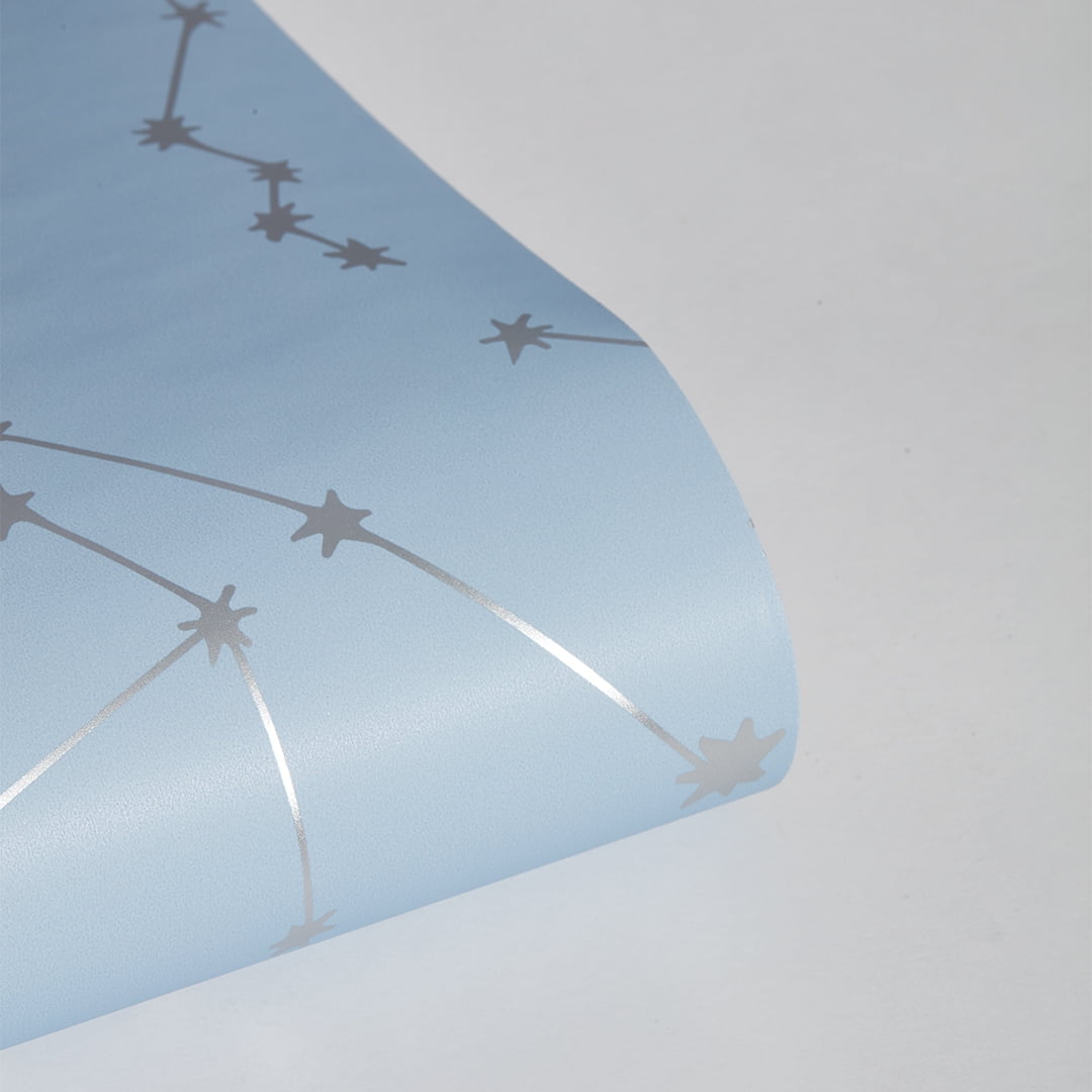 Tempaper x Novogratz Blue & Metallic Silver Constellations Peel and Stick Wallpaper, 20.5" x 16.5'