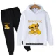 thumbnail image 4 of Conjunto de 2 piezas de ropa deportiva novedosa de otoño para bebés y niños, conjuntos de ropa para niñas, camisetas de El Rey León Simba, sudaderas con capucha y pantalones, chándal para niños, 4 of 5