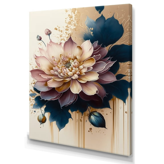 Designart Deep Pink Dahlia Floral Design IV Canvas Wall Art