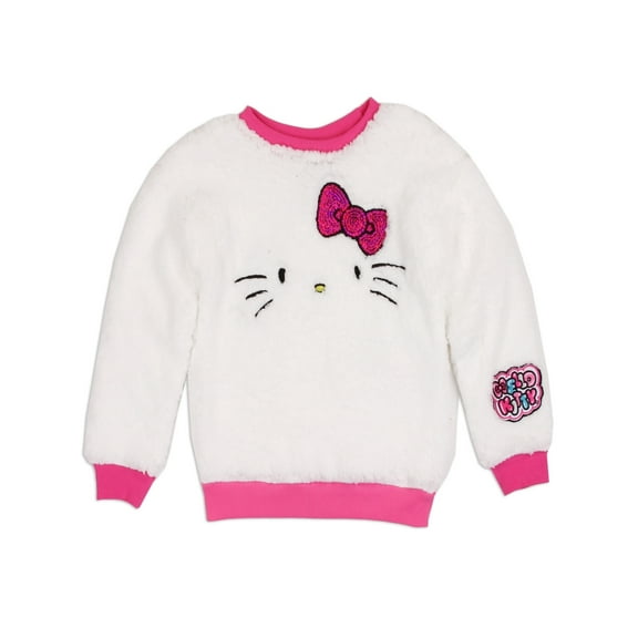Hello Kitty Little Girls' Lightweight Sherpa Pullover Top, Sizes 4-6x
