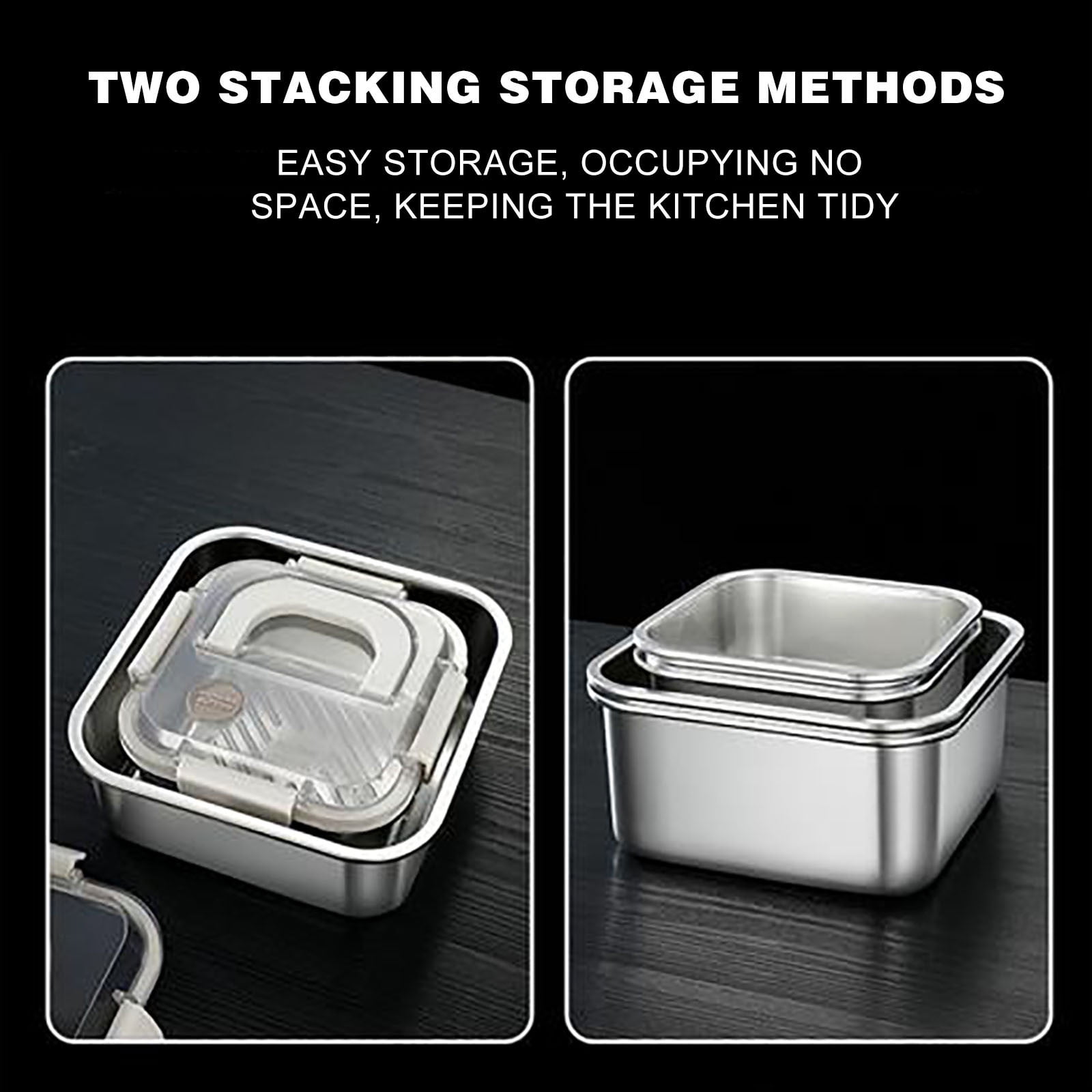 Matoen 304 Stainless Steel Bento Box for Adults (108.2oz) - Lunch Box Containers, Condiment Container & Le