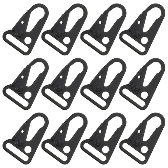 LEORX Large Carabiner Clip 12-Pcs Zinc Alloy Outdoor Equipment Black