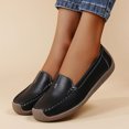 thumbnail image 2 of Women's Leather Penny Dress Loafers Classic Round Toe Slip On Soft Bottom Driving Work Flats Breathable Non Slip Walking Shoes Black Size 9.5, 2 of 9