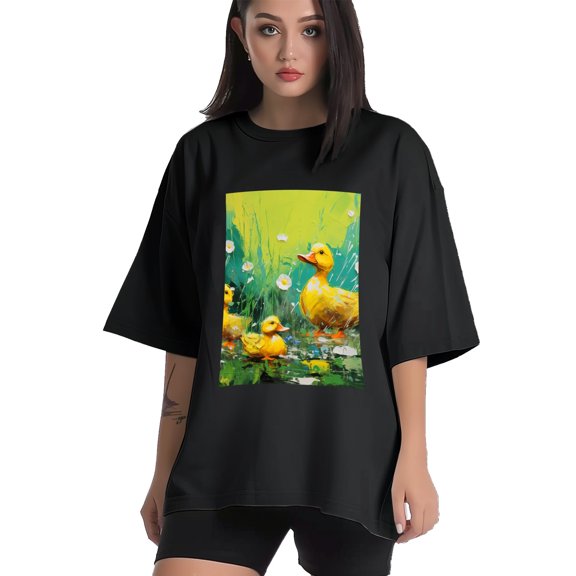 Plus Size Shirt for Women Black Tops for Women Short Sleeves Shirt for Women Duck T Shirt Crewneck Shirt for Women XS