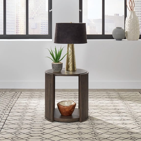 City View Round End Table in Coffee Bean