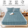 thumbnail image 5 of Twin Sze Fitted Sheet Set - Modern Minimlist 2 Piece Bedding Sets 16" Deep Pocket Fitted Sheet with 1 Pillowcase, Country Simple Vertical Leaf Pattern Blue Brushed Microfiber Hotel Luxury Bed Sheets, 5 of 9