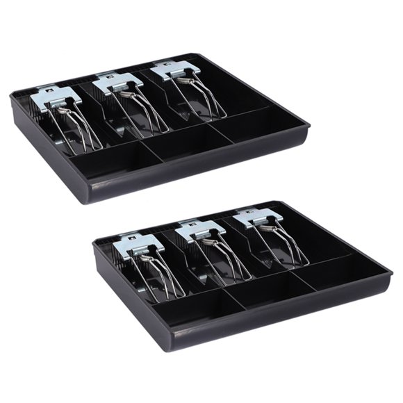 2X 3-Grid Money Cash Coin Register Insert Bandeja Reemplazo Cajero Cajón Almacenamiento Registro Bandeja Box