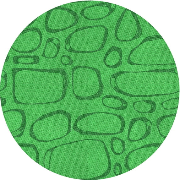 Ahgly Company Indoor Round Patterned Neon Green Area Rugs, 6' Round