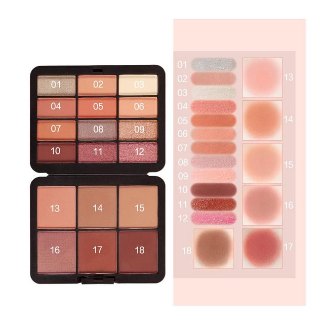 Paleta de sombras de ojos y rubor de 18 colores, sombra de ojos y rubor multifuncionales SY4 y X5V5