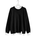 thumbnail image 5 of FAIWAD Crew Neck Layered Sweatshirt for Women Oversized Patchwork Long Sleeve Pullover Side Split Casual Sweatshirts, 5 of 6