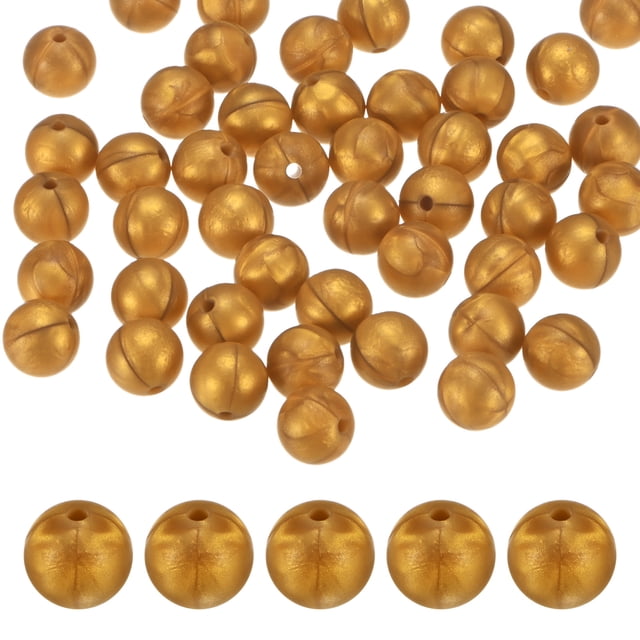 Paquete de 50 cuentas de silicona redondas doradas de 12 mm para manualidades DIY/pulsera/collar