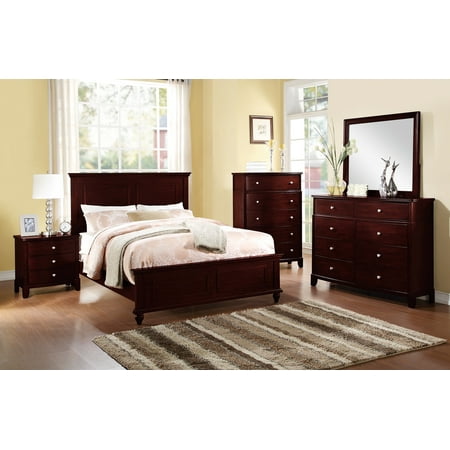 country living bedroom furniture classic dark brown color 4pc set  california king size bed dresser mirror nightstand