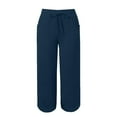 thumbnail image 3 of Kelon Womens Wide Leg Sweatpants High Waisted Baggy Pants Fashion Teen Girl Drawstring Athletic Jogger Blue, 3 of 4