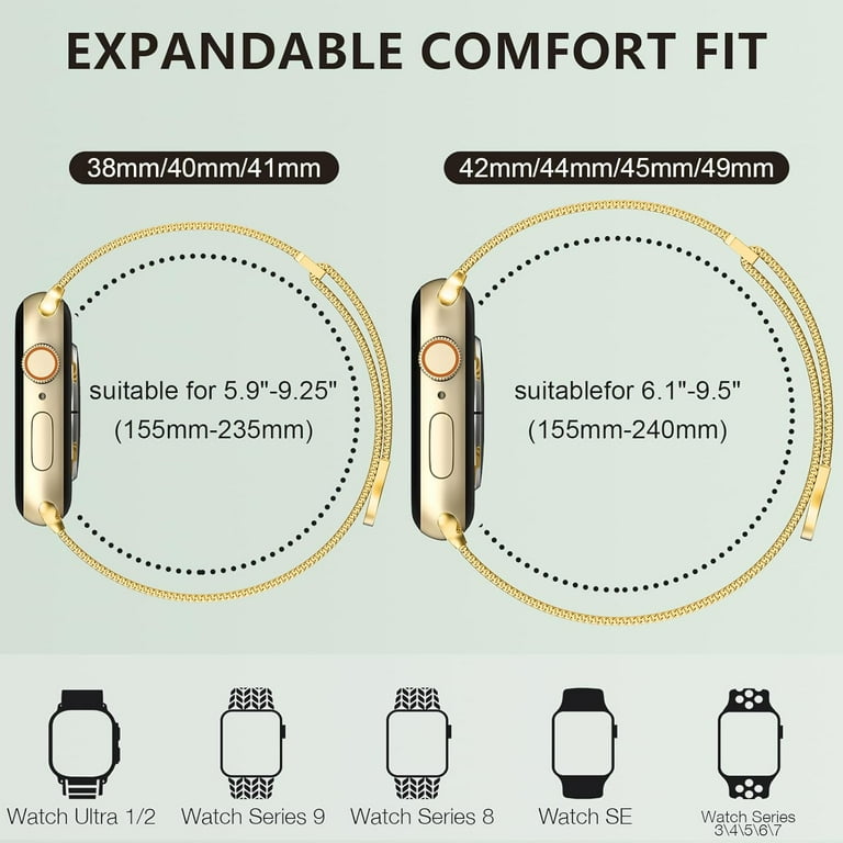 Marge Plus Compatible with Apple Watch Band Series 9 Ultra 2 SE Ultra 8 7 6 5 4 3 2 1 38mm 40mm 41mm 42mm 44mm 45mm 49mm Women and Men Stainless Steel Mesh Loop Magnetic Clasp Replacement for Walmart....