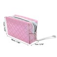 thumbnail image 2 of Unique Bargains 1 Pc Women Portable Solid Color Diamond Grid Makeup Bag for Travel Vacation Pink, 2 of 4