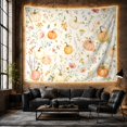 thumbnail image 6 of Blush and Orange Pumpkins Among Pastel Florals, Romantic Watercolor for Botanical Lovers, Garden Wall Art, Mother's Day Gift, Tapestry Wall Hanging for Bedroom and Living Room, 6 of 7
