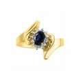 thumbnail image 1 of Rylos 14K Yellow Gold Floral Designer Ring with 6X4MM Oval Gemstone & Sparkling Diamonds - Birthstone Sapphire Jewelry Size 5, 1 of 7