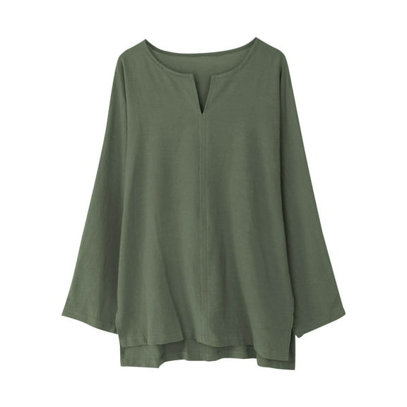 Aofany Men's Long Sleeved Solid Color V-neck T Shirt Casual Loose Fit Big And Tall Mens Tops Fall Pullover Blouse