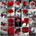 thumbnail image 2 of EverShine DIY Diamond Mosaic Flowers Cross Stitch Diamond Embroidery Rose Rhinestones Art Painting Black And Red Home DecorSquare Drill 30x40cm Gao Jinjia LED, 2 of 2