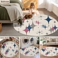 thumbnail image 5 of Large Round Rug 8Ft Washable Non-Slip, Red Blue Diamond Circle Area Rugs for Living Room Bedroom, Modern Geometric Middle Century Beige Indoor Floor Mats Carpet Runner for Home Decor, 5 of 8