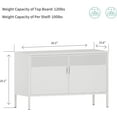 thumbnail image 5 of Elegant Metal Locker Storage Cabinet, 2 Door Metal Accent Cabinet,2 Tier Low Metal Cabinet with Doors and Shelf  for Home and Office,White, 5 of 7