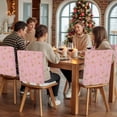 thumbnail image 5 of Pink Christmas Chair Covers Set of 6 Pine Trees Winter Gold Reindeer Chair Back Covers Stretch Removable Washable Slipcovers Protector for Dining Room Kitchen Party Decor, 5 of 5