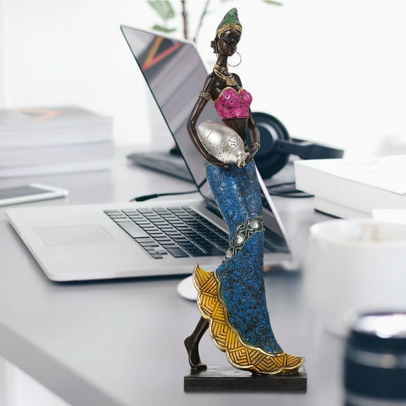 VERDANVERSE African Statues For Home Decor African Lady Figures Sculpture Resin Green 1Pc