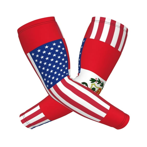 Peru America Flag Arm Sleeves For Men And Women Compression Sun Protection Tattoo Cover Up Baseball Basketball Running