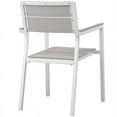 thumbnail image 5 of Modway Maine 3-Piece Modern Aluminum Patio Dining Set in White/Light Gray, 5 of 5