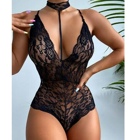 uublik Valentines Lingerie Set for Women Plus Size Lace Sexy Naughty Babydoll Bodysuit