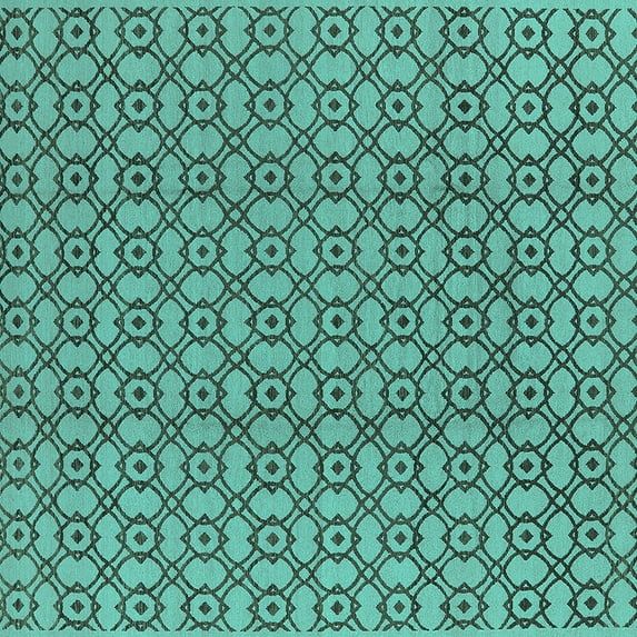 Ahgly Company Indoor Square Oriental Turquoise Blue Industrial Area Rugs, 6' Square